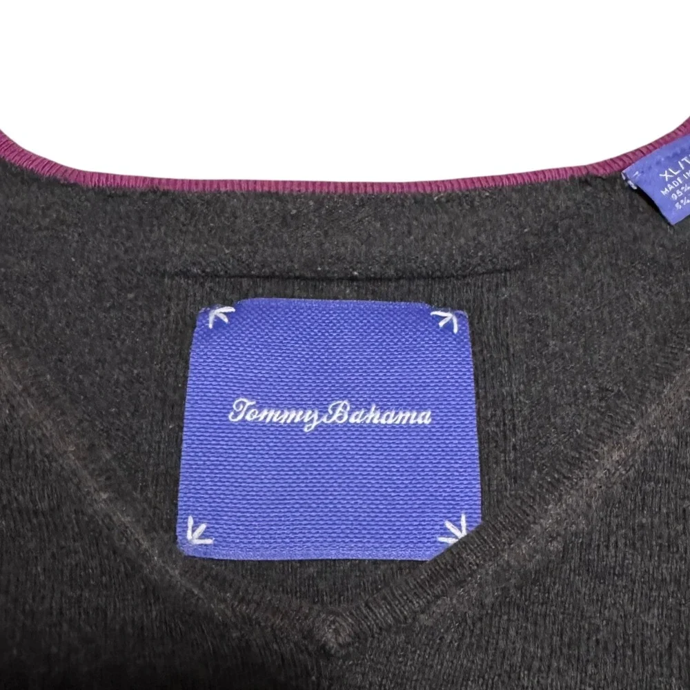 Tommy‎ Bahama Cotton Cashmere Gray Blank V-neck Sweater Men's XL